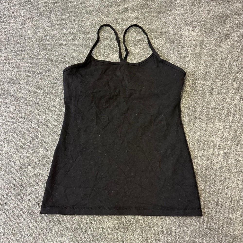 Lululemon Tank Top Womens Size 8 Black Power Y Racerback Shelf Bra Athletic Yoga